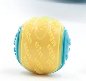 TPR rubber dog training ball with squeaker and molar ridges in two-tone colours