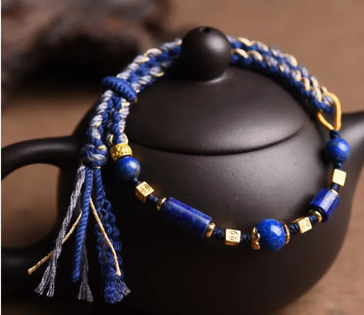 Hand-woven rope bracelet DIY watch band in ethnic style with flexible wire construction