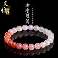 Natural gradient salt source colour Yanyuan agate bracelet with geometric beads on a wrist.
