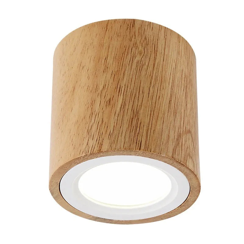 Modern round and square solid wood surface mount downlight for corridor or balcony.