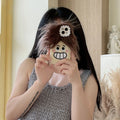 Plush long hair giggle boy smirk phone case for iPhone, cartoon furry fall protection cover, colour matching