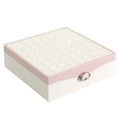 Red and white large capacity PU jewellery storage box for necklaces and rings.
