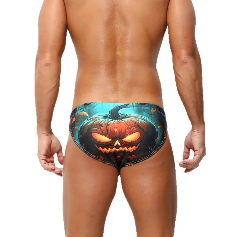 Men's quick-drying digital print low waisted shorts in polyester knit fabric
