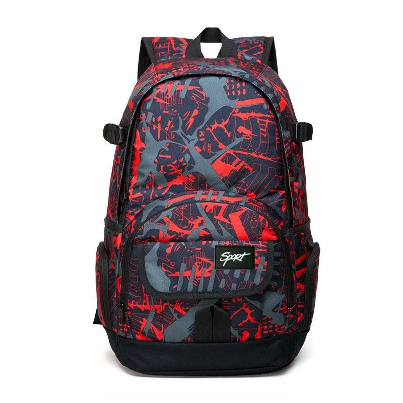 Classic blue and red large capacity nylon backpacks for students and travel