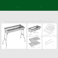 Stainless steel portable folding barbecue oven for outdoor group cooking.