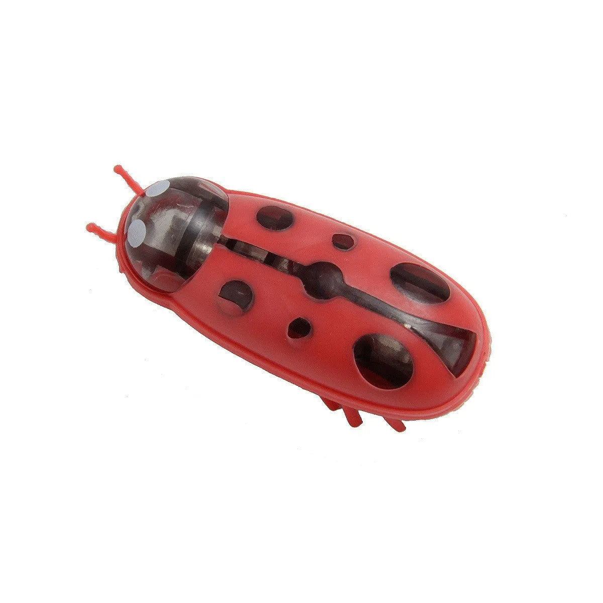 Miniature electric cat teasing toy in ladybug style with red and black colours.