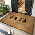 Coconut palm doormat with geometric pattern in Quiet Forest colour, 40x60cm or 45x75cm square dust removal mat