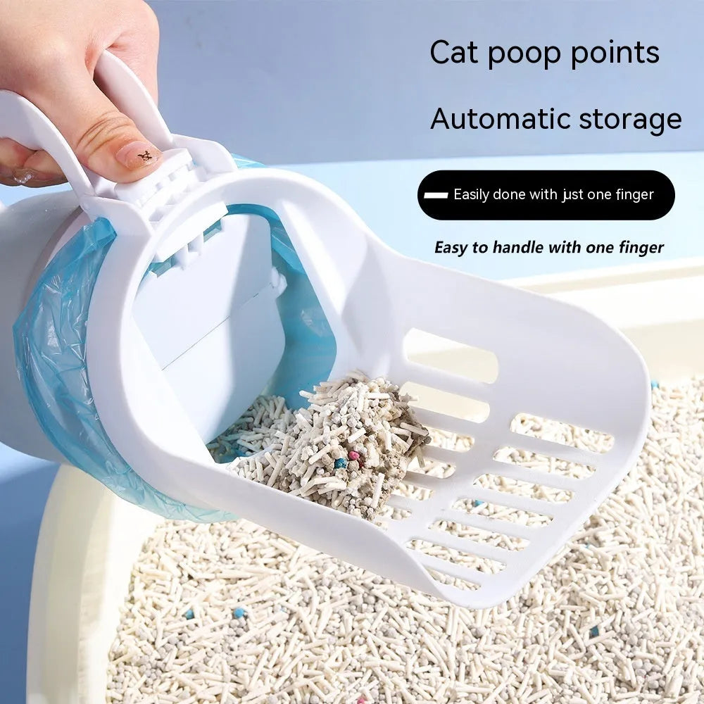 Grey foldable cat litter scoop with waste container and refill bags