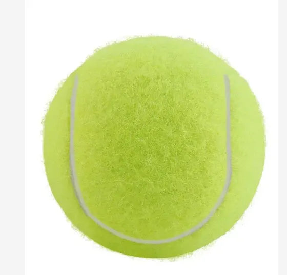 Bite-resistant rubber dog tennis ball in multiple colours including pink, blue and green