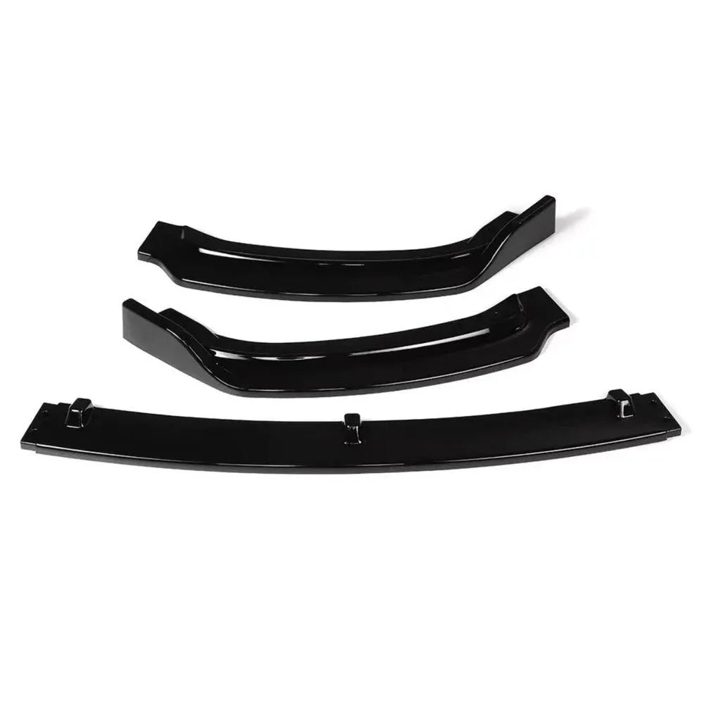 Bright black polypropylene front bumper lip spoiler for BMW 3 Series F30 F35 models.