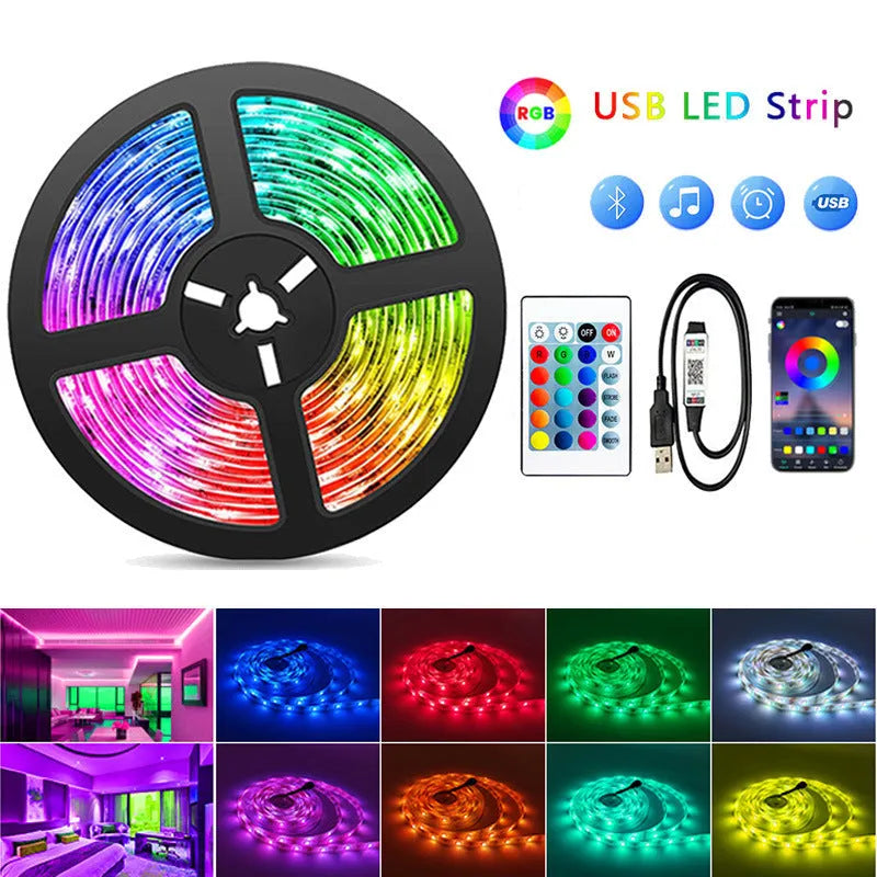 5050RGB LED light strip with Bluetooth remote control, 30 lights per metre, self-adhesive blackboard PCB