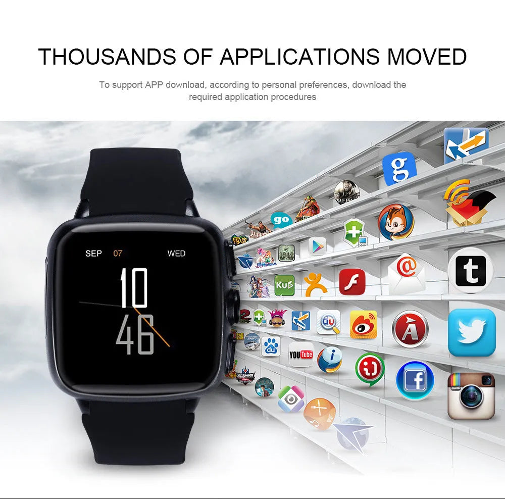 Black and white Z01 smart watch with 1.54-inch screen and integrated camera.