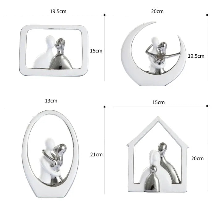 Ceramic table photo frame with electroplated finish and frame characters detail for bedroom or wedding decoration