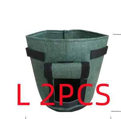 Non-woven breathable potato plant growth bag with side window and double handles in black colour