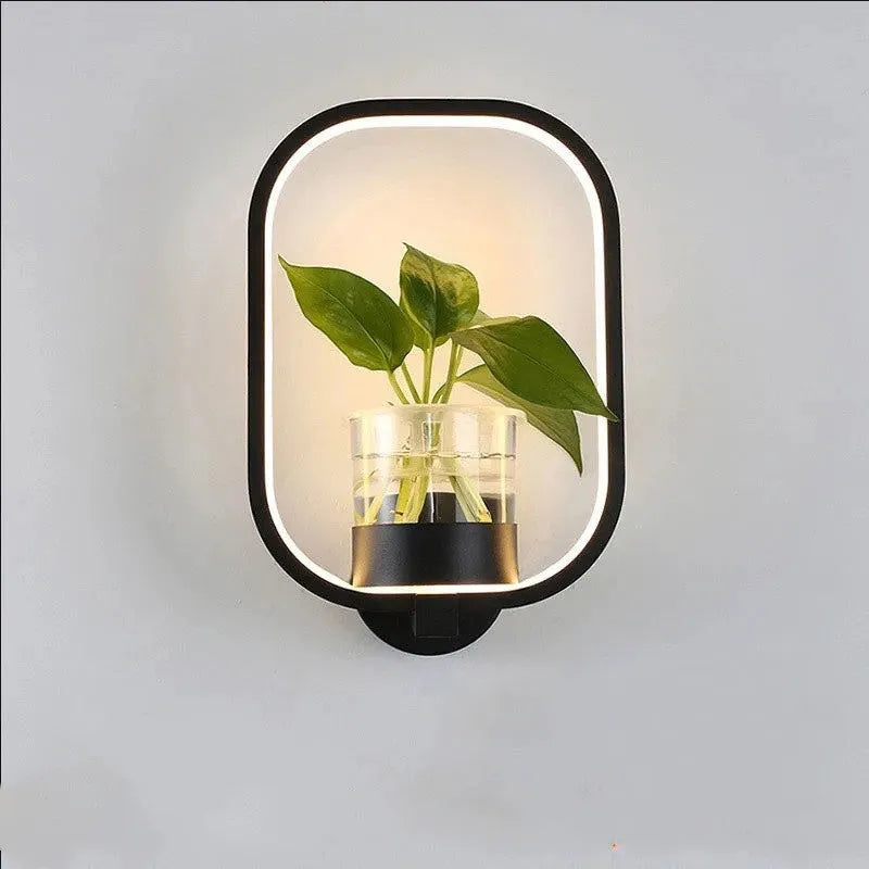 Decorative wall lamp sandblasted iron 18W LED round black on background wall