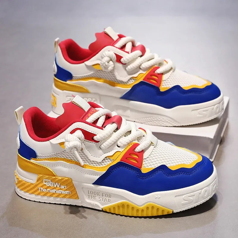 Men's low-top board shoes with soft rubber soles and mesh lining in three colour options