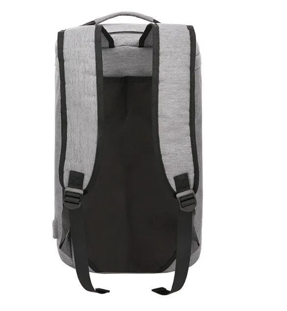Large-capacity waterproof duffel bag for men, polyester, 36-55L, cylinder shape, light grey colour