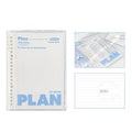 Clear A5 PVC storage folder for spiral notebooks in white or blue colour