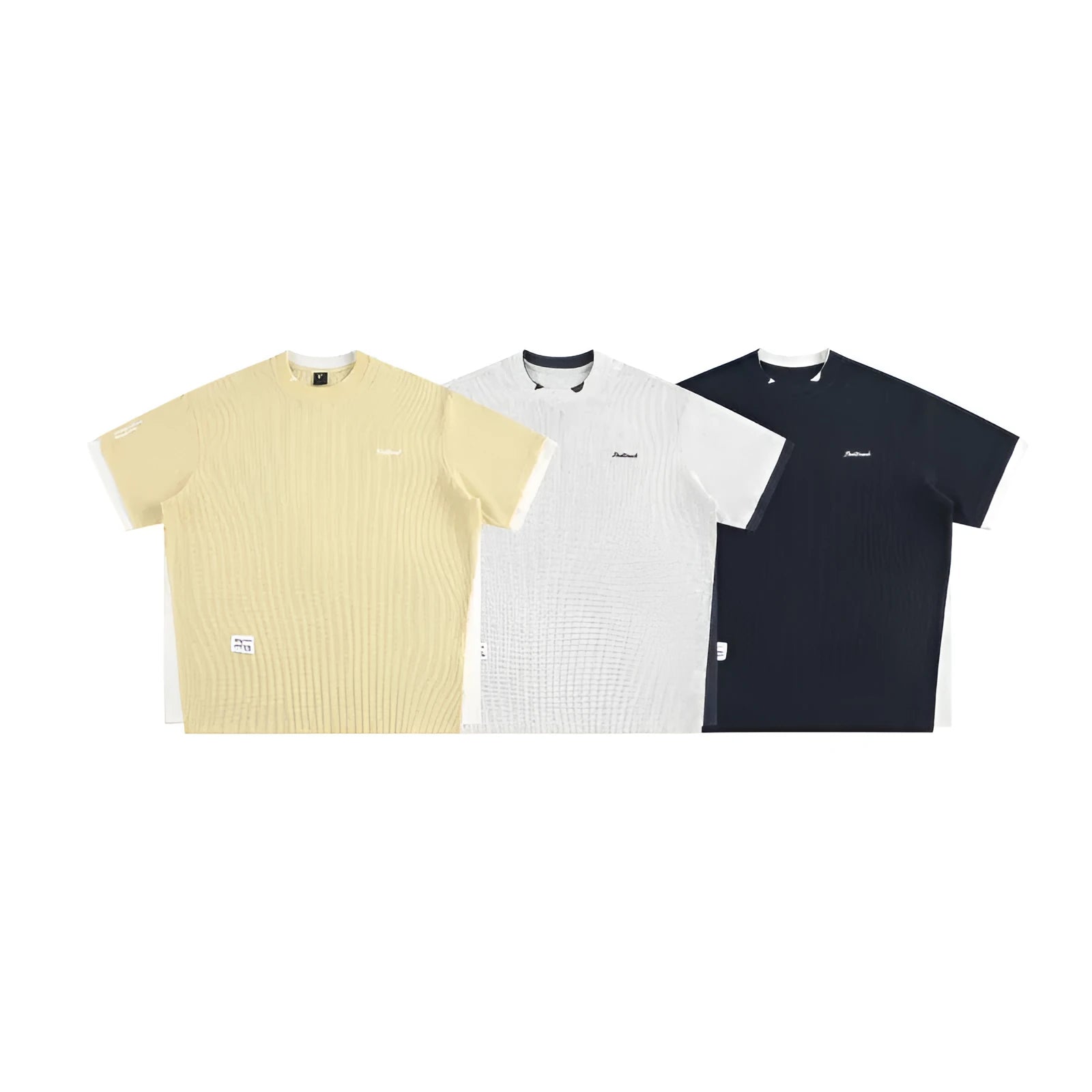 Retro alphabet embroidered loose waffle T-shirt in polyester fabric available in multiple colours