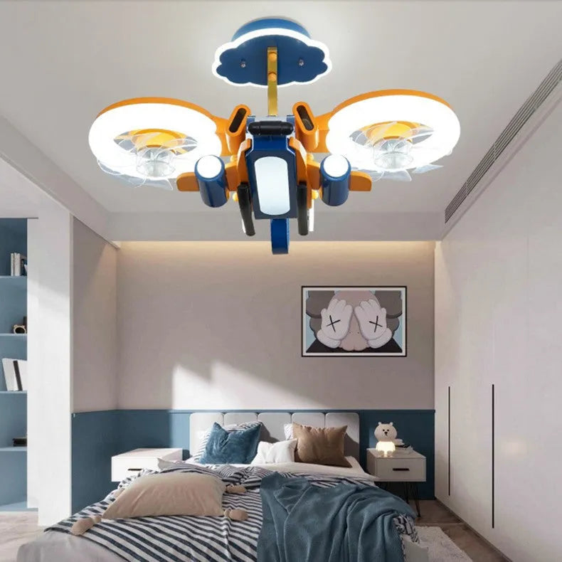 Smart Fighter Boy modern ceiling fan with integrated light fixture for bedroom installation