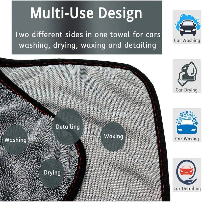 Grey microfiber car wash towel measuring 40x40cm for automotive cleaning and drying