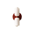 Cream base double head wall lamp with white glass shades against wall