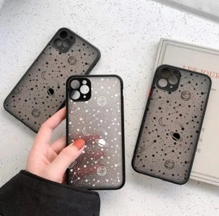 iPhone case with integrated crystal eye massager in black and white colour options