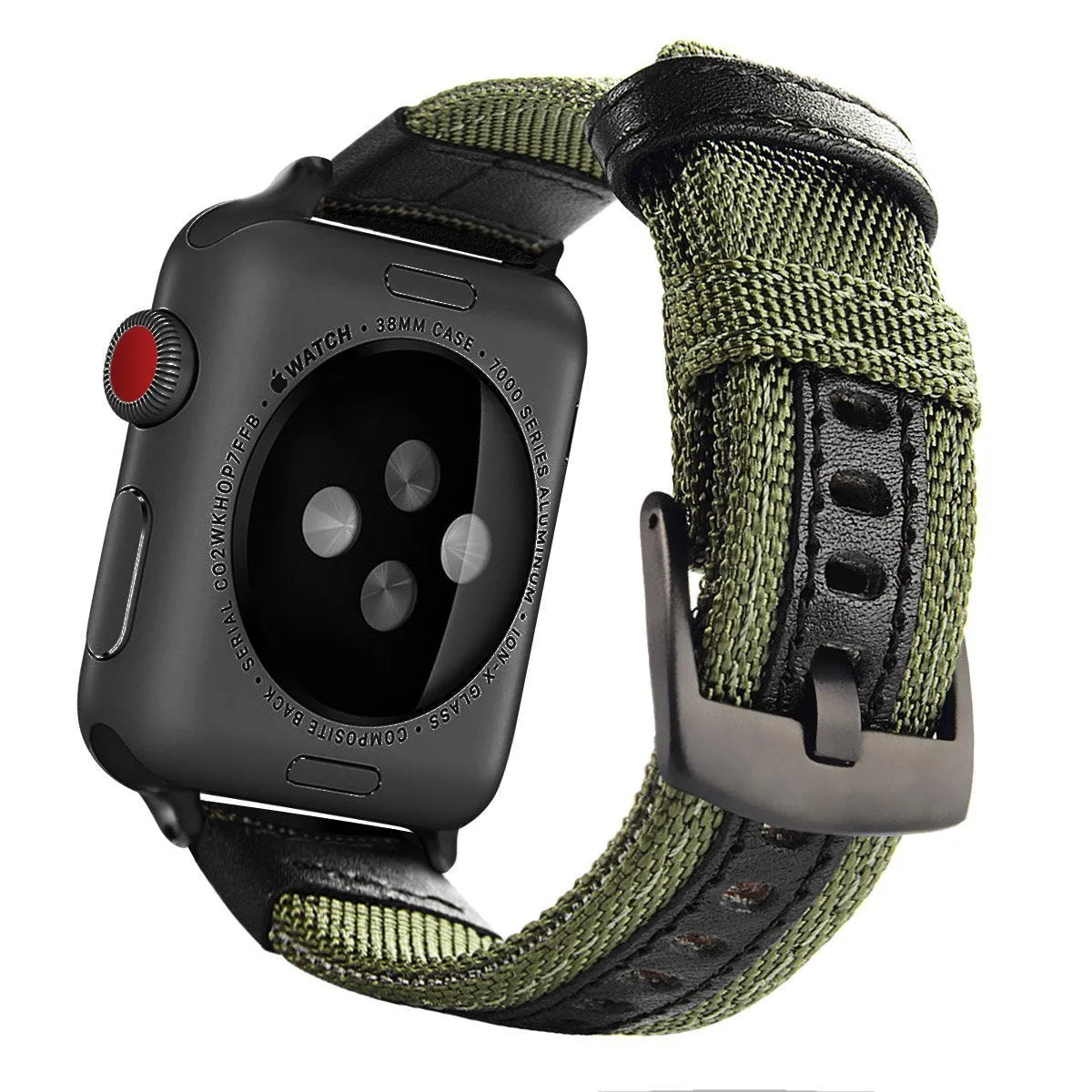 Waterproof stain resistant nylon canvas watch strap in black for 42mm smartwatch armband type