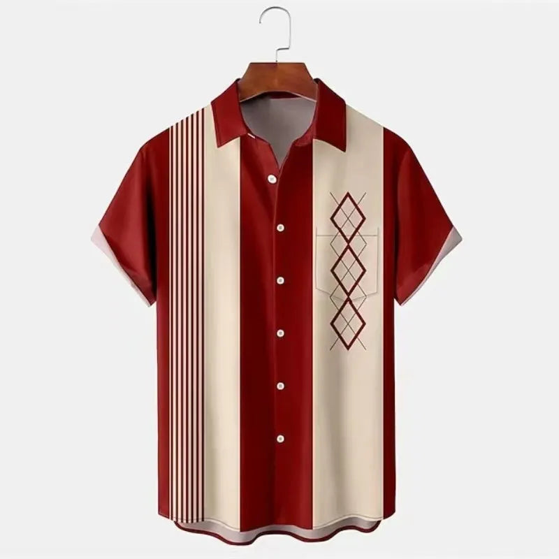 Men's slim fit floral print beach shirt in polyester with 3D digital printing detail