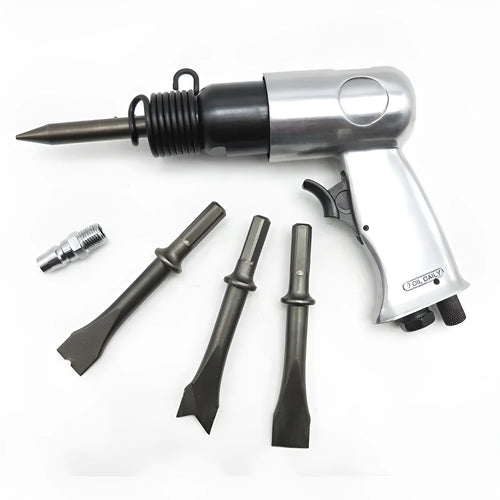 Industrial air hammer tool with brake pad removal air pick and hex handle configuration