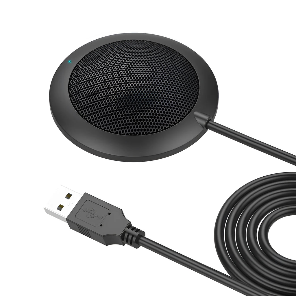 Black USB omnidirectional microphone with zinc alloy shell and metal mesh cover