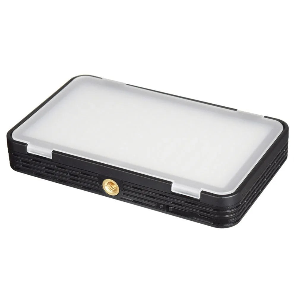 Shenniu M150 ultra-thin silver mobile phone LED video light with 150 LEDs, shown next to a smartphone.