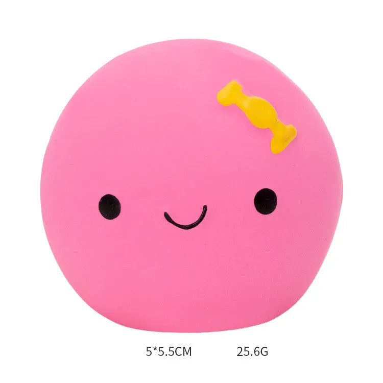 Cute four-colour egg-shaped latex dog toy with squeaker in green, orange, pink, yellow for small and medium dogs
