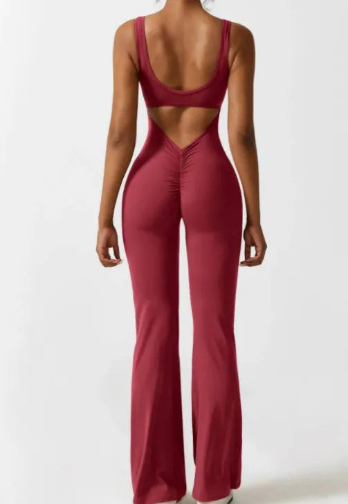 Women's milk silk seamless yoga bodysuit in mid-waist design with chest padding