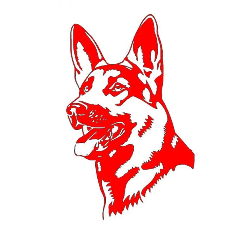 Reflective Alsace Shepherd dog vinyl car bumper sticker in 13x8 cm size.