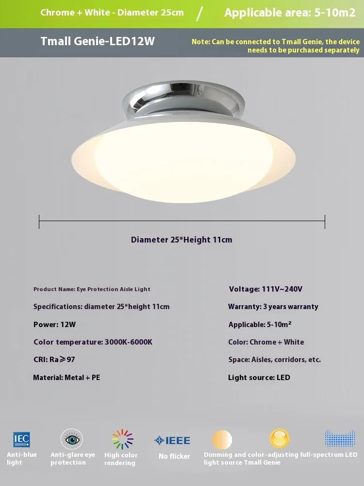 Modern cream style flying saucer shaped ceiling lamp in an iron shade.