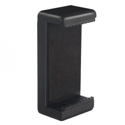 Black plastic rotating clamp phone holder shown with dimensions 10mm wide by 4mm deep.