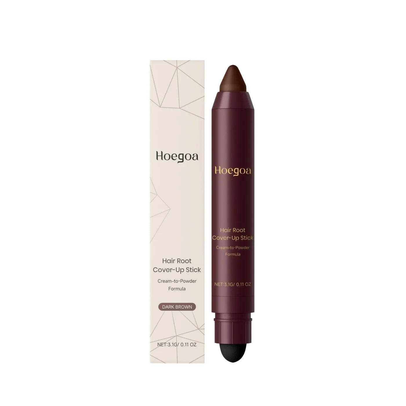 Hair root cover-up stick temporary colour concealer for grey roots in black and dark brown options