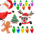 Christmas magnetic reflective light bulb set with 24 bulb shapes and 12 connecting wires on metal surface