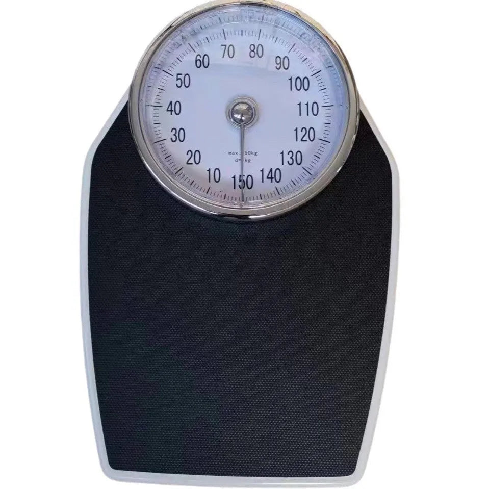 Black mechanical body weight scale with large dial on 47x35cm platform