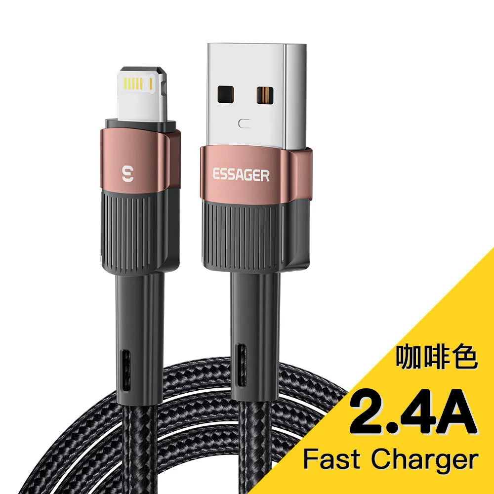 6A super fast charge data cable with braided thread and aluminium alloy connectors in black