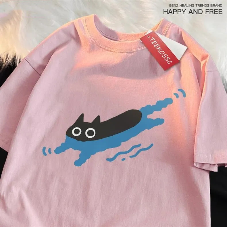 Plus size cotton t-shirt in various colours for swimming and casual wear