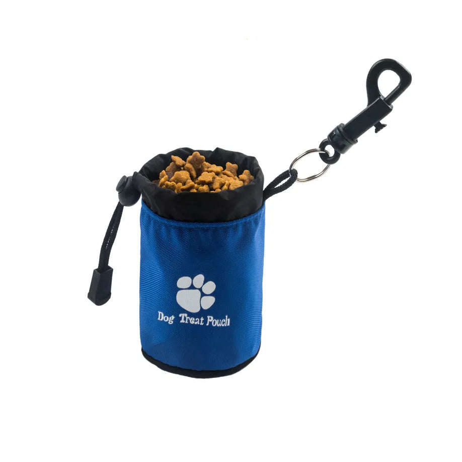 Mini nylon pet training snack bag in solid red, green, black, or blue colour