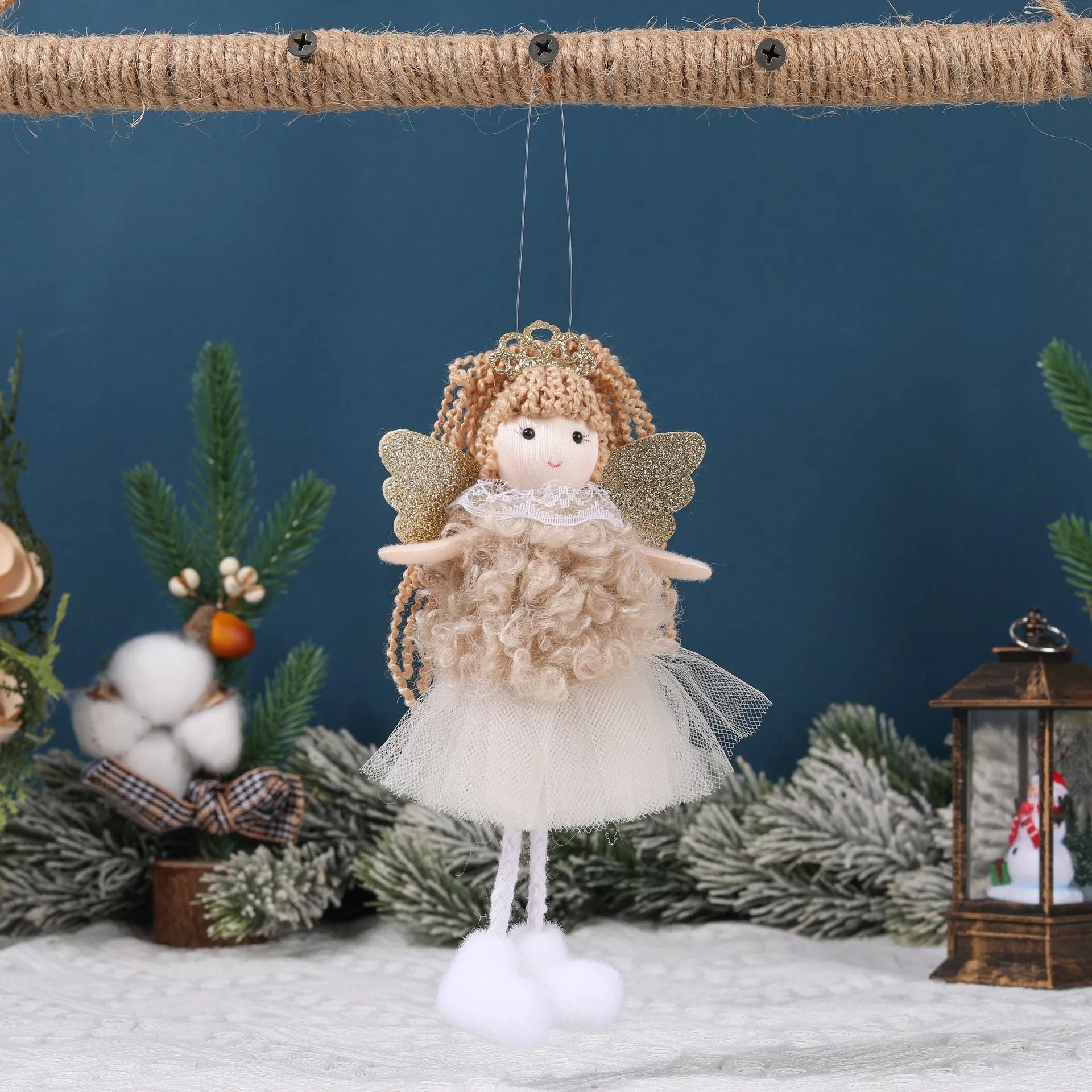 Cartoon angel fabric hair pendant clip for Christmas high ponytails on girls.