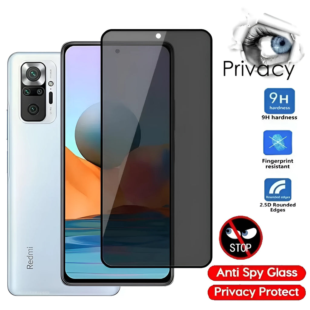 Anti-spy tempered glass screen protector for Xiaomi Poco and Redmi Note smartphones