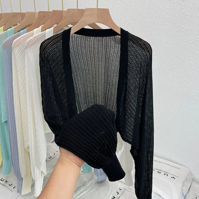 Hollow design lantern sleeve blouse in linen polyester fabric available in seven colours