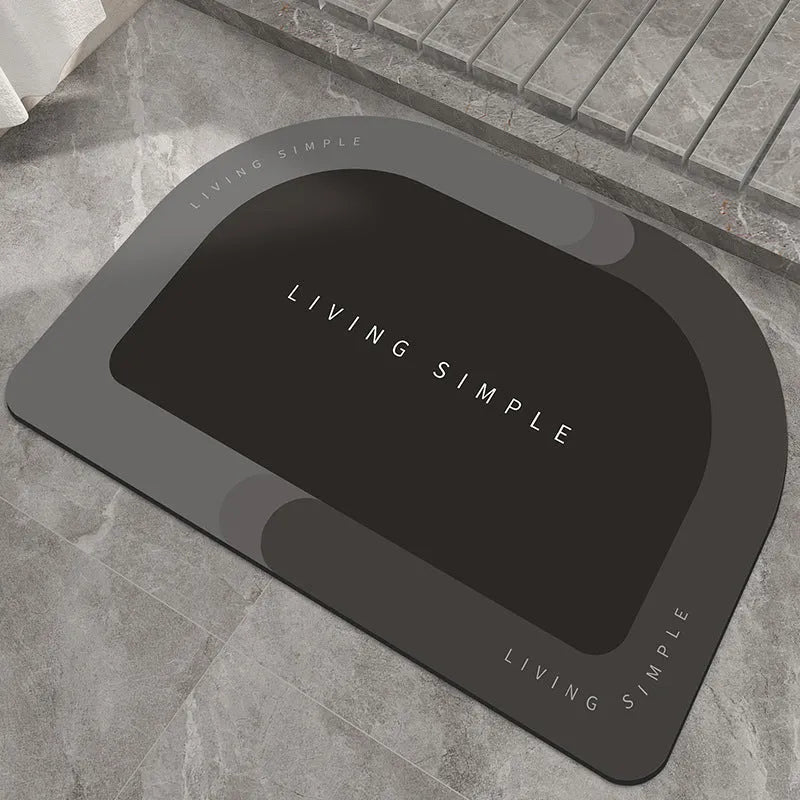 Oval and semicircle super absorbent floor mats in grey, blue, red, khaki colours with non-slip rubber backing