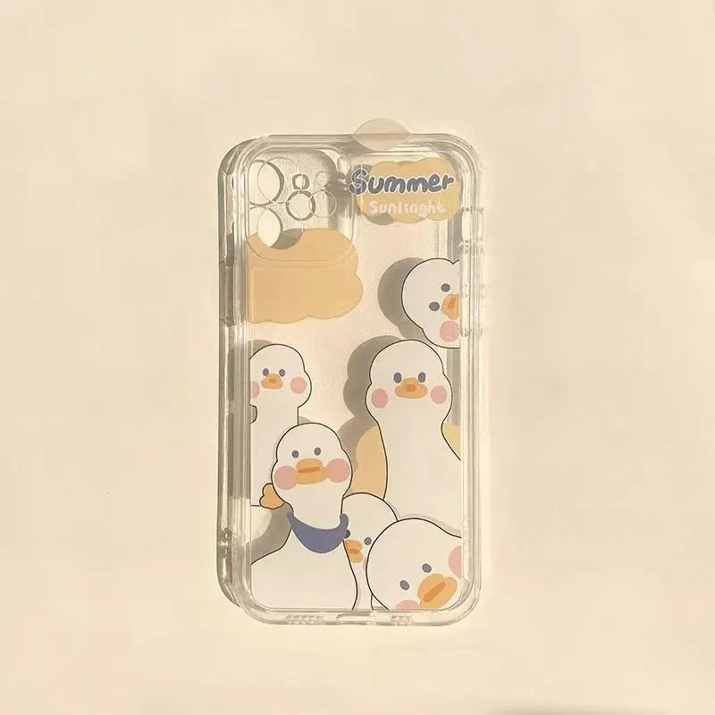 Transparent TPU phone case with cute pattern for iPhone 6 to 13 series