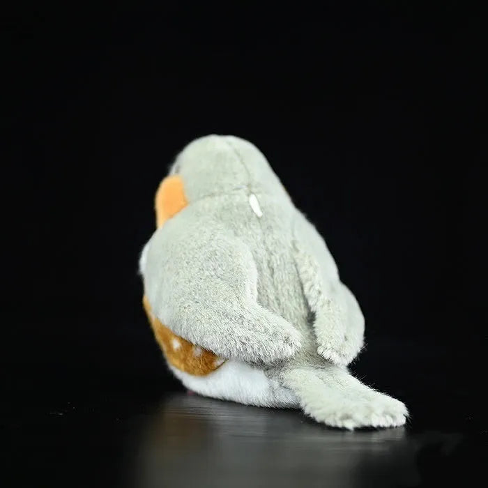 Fat Choo Series zebra finch simulation gray plush toy pendant, 13cm height, soft doll with pendant loop on white background