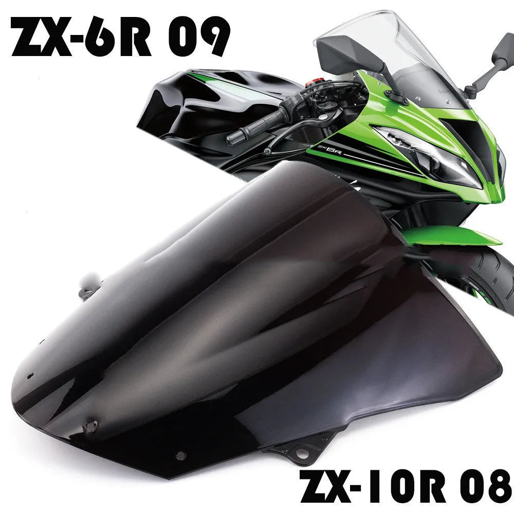 Blue tinted motorcycle windscreen for Kawasaki ZX-6R and ZX-10R models.